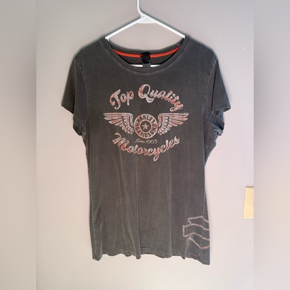 Harley Davidson Short Sleeve T Shirt Springfield MO Womens SZ XL Grey Casual